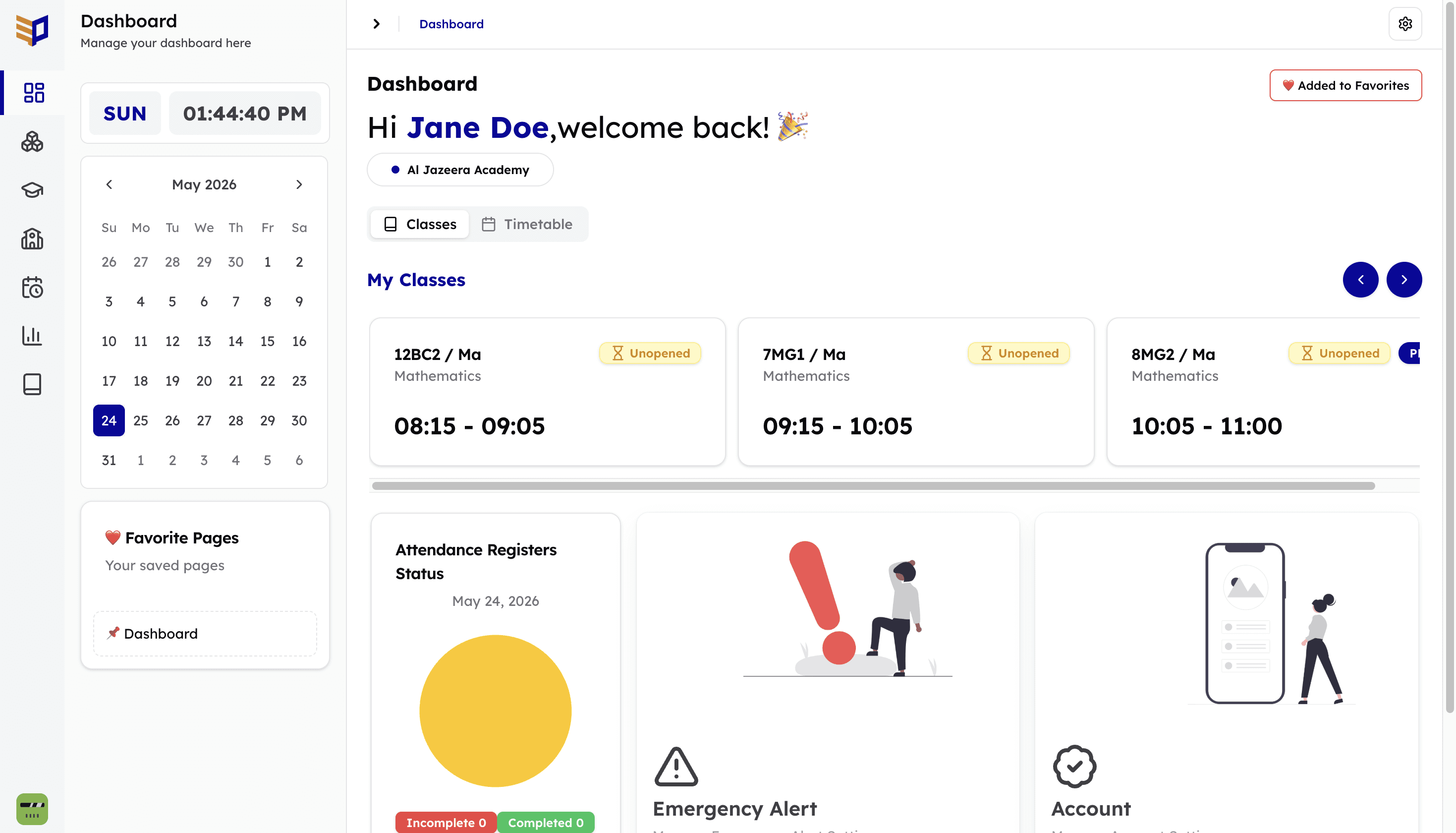 Education platform dashboard